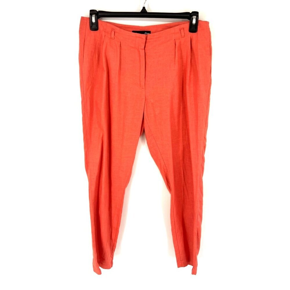 Etam Womens Linen Blend Pleated Trouser Pants Size 42 or US 10 Coral Pink